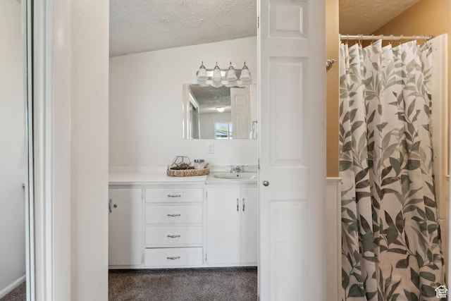 755 42nd St, South Ogden, UT 84403 - full bath with a textured ceiling, vanity, and a shower with shower curtain