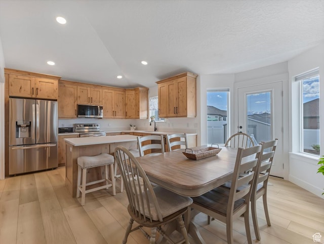 1245 N Clemente Way, Tooele, UT 84074 - dining space featuring light wood-style floors, plenty of natural light, washer / dryer, and recessed lighting