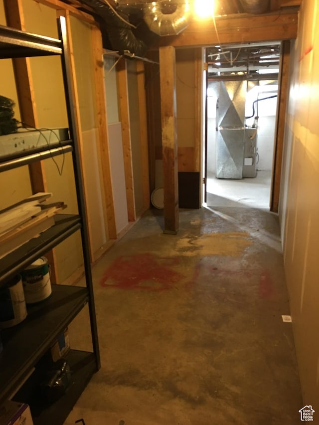 unfinished below grade area with heating unit