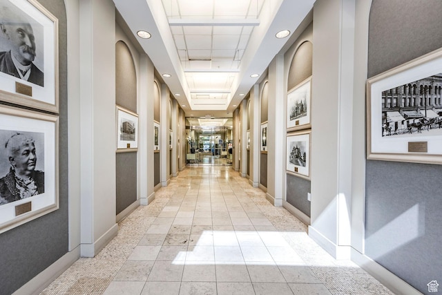 268 S State St E Unit 417, Salt Lake City, UT 84111 - corridor featuring baseboards, recessed lighting, and light tile patterned floors