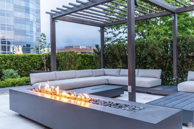 268 S State St E Unit 417, Salt Lake City, UT 84111 - view of patio with an outdoor living space with a fire pit and a pergola