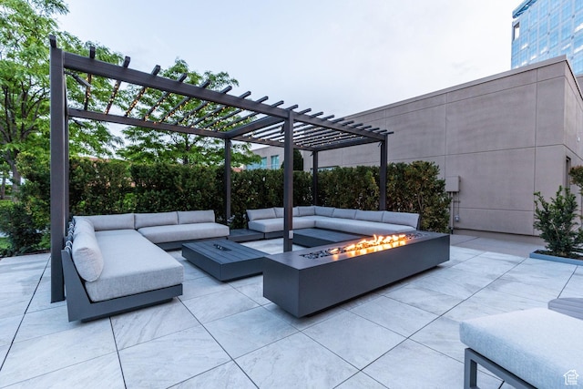268 S State St E Unit 417, Salt Lake City, UT 84111 - view of patio / terrace featuring an outdoor living space with a fire pit and a pergola