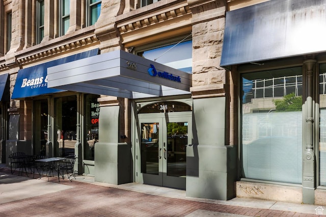 268 S State St E Unit 417, Salt Lake City, UT 84111 - property entrance featuring french doors and stone siding