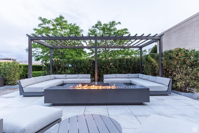 268 S State St E Unit 417, Salt Lake City, UT 84111 - view of patio / terrace with an outdoor living space with a fire pit and a pergola