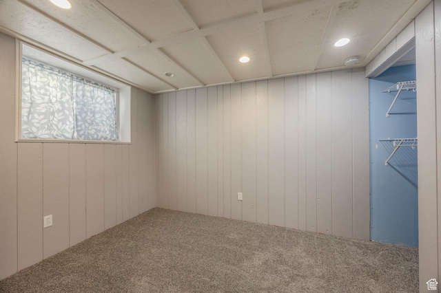 9614 S 1210 E, Sandy, UT 84094 - unfurnished room featuring carpet, wooden walls, a smoke detector, and recessed lighting