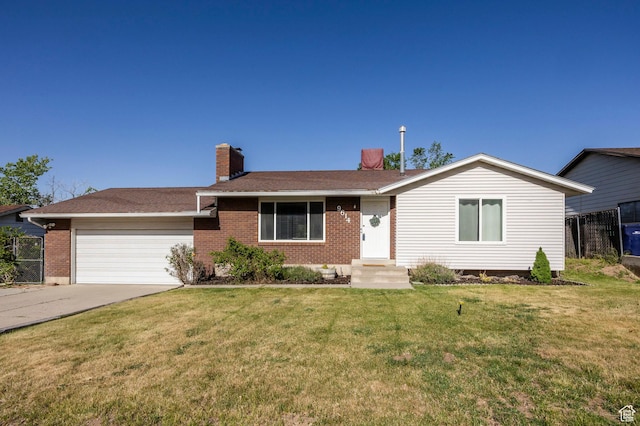 9614 S 1210 E, Sandy, UT 84094 - single story home featuring an attached garage, brick siding, driveway, and a front lawn
