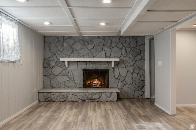 9614 S 1210 E, Sandy, UT 84094 - detailed view of wood finished floors, a fireplace, baseboards, and recessed lighting