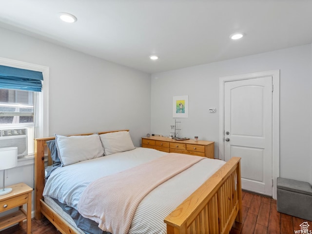 1318 E 300 S, Salt Lake City, UT 84102 - bedroom with dark wood-style floors, cooling unit, and recessed lighting