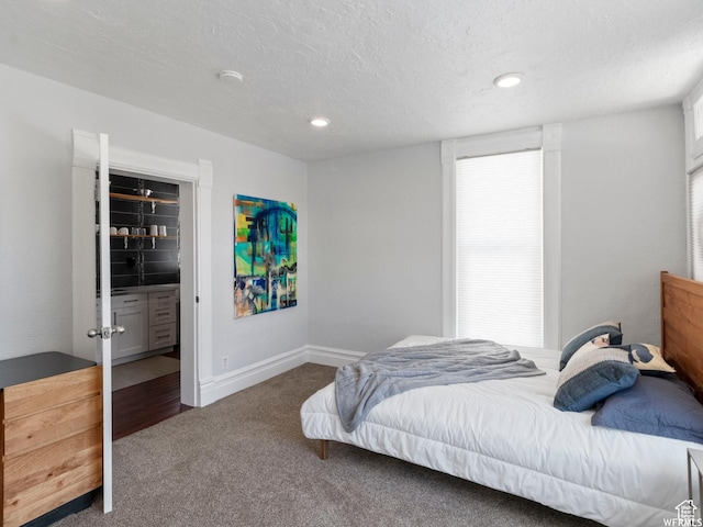 1318 E 300 S, Salt Lake City, UT 84102 - bedroom featuring carpet flooring, a textured ceiling, recessed lighting, and baseboards