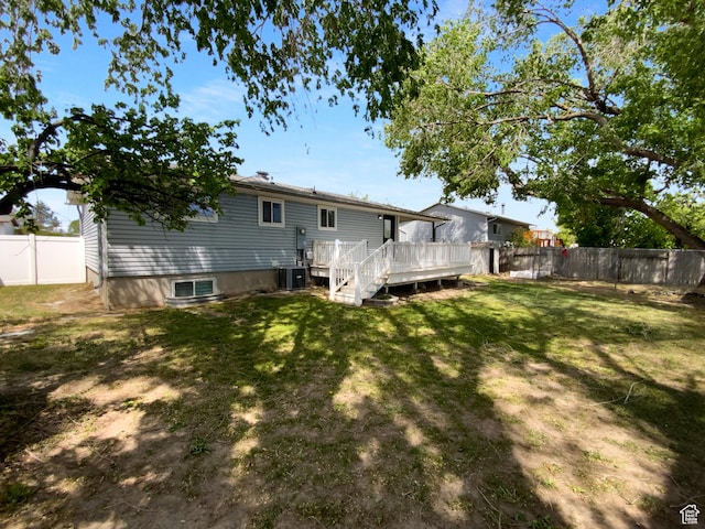 2987 S Eucalyptus Way, West Valley City, UT 84119 - rear view of property featuring a wooden deck, central AC, and stairway