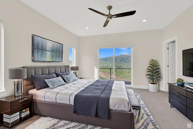 4491 N Seven Bridges Rd, Eden, UT 84310 - carpeted bedroom featuring ceiling fan, baseboards, and recessed lighting