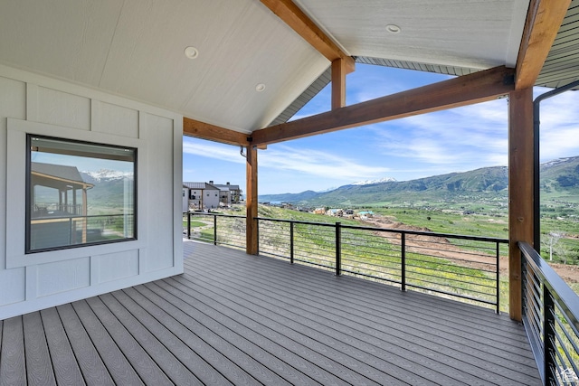 4491 N Seven Bridges Rd, Eden, UT 84310 - wooden terrace with a mountain view