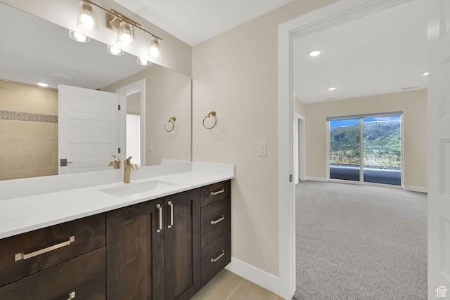 4491 N Seven Bridges Rd, Eden, UT 84310 - full bathroom with baseboards, vanity, and recessed lighting