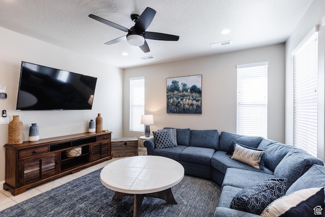 273 N Puerta Dr W, Washington, UT 84780 - living area featuring ceiling fan, light tile patterned flooring, and recessed lighting