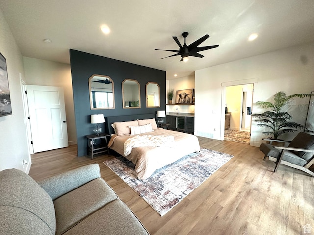 39 W Tamarind Way, Garden City, UT 84028 - bedroom featuring light wood finished floors, recessed lighting, baseboards, and ceiling fan