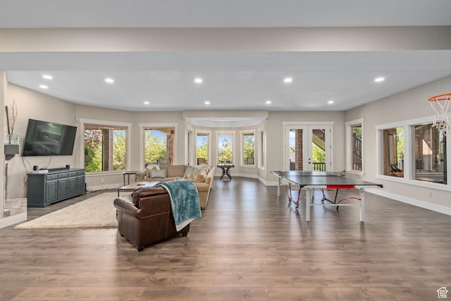 8 Snow Forest Cv, Sandy, UT 84092 - living room featuring baseboards, wood finished floors, plenty of natural light, and recessed lighting