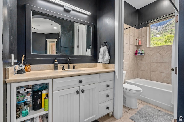 8 Snow Forest Cv, Sandy, UT 84092 - full bath with toilet, tile patterned flooring, vanity, and shower / tub combination