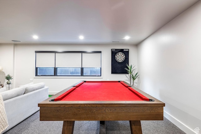 4279 S Lares Cir, Salt Lake City, UT 84124 - game room with carpet flooring, pool table, recessed lighting, and baseboards