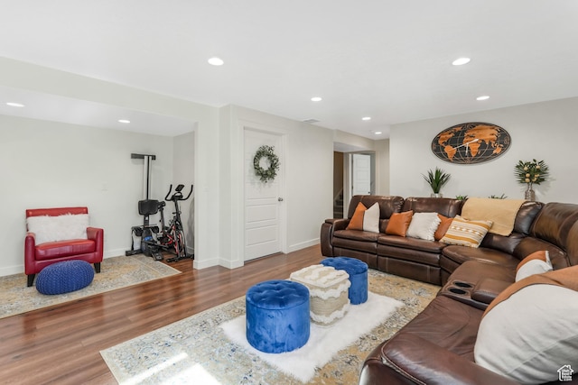 9559 S Lea Heather Way, West Jordan, UT 84081 - living room with recessed lighting, wood finished floors, and baseboards