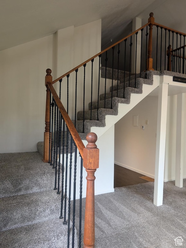 stairway with carpet floors