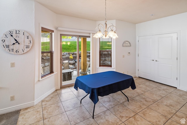 2706 W Falcon Ridge Way, Lehi, UT 84043 - recreation room featuring a chandelier, light tile patterned floors, and baseboards