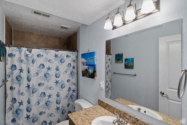 2706 W Falcon Ridge Way, Lehi, UT 84043 - full bath with vanity, a textured ceiling, toilet, and a shower with shower curtain