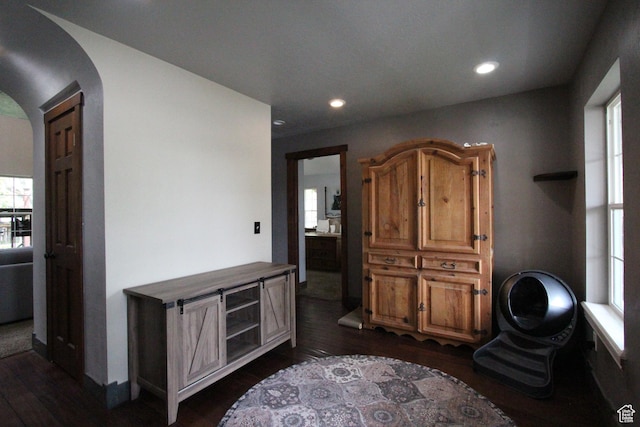 463 E 200 N, Mapleton, UT 84664 - office featuring dark wood-type flooring, healthy amount of natural light, arched walkways, and recessed lighting