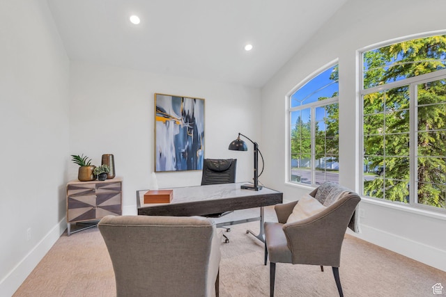 1309 W 1870 N, Provo, UT 84604 - office area with carpet, recessed lighting, baseboards, and lofted ceiling