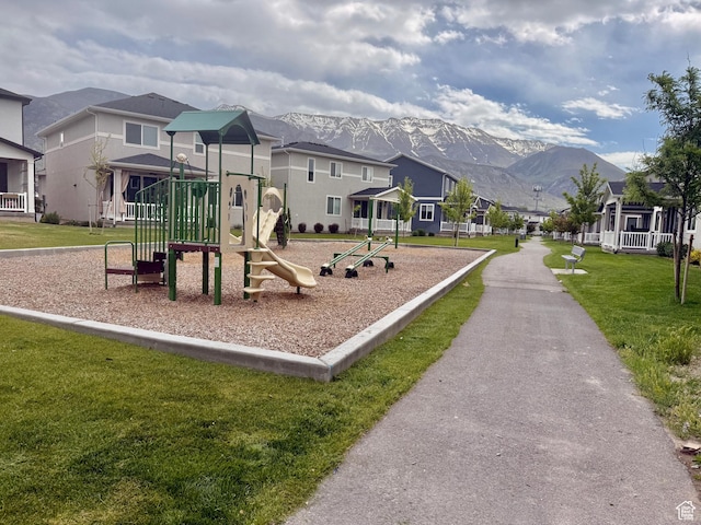 295 N 1580 W Unit 101, Pleasant Grove, UT 84062 - community playground featuring a mountain view, a residential view, and a lawn