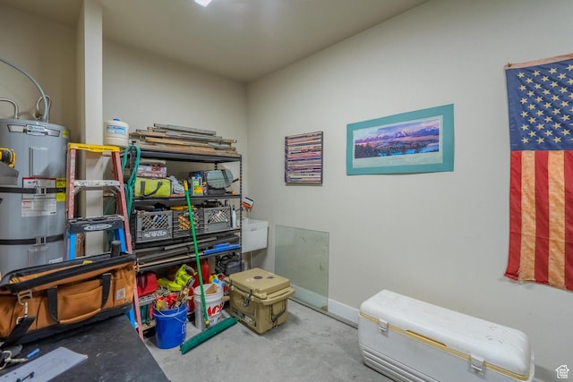 storage room with water heater