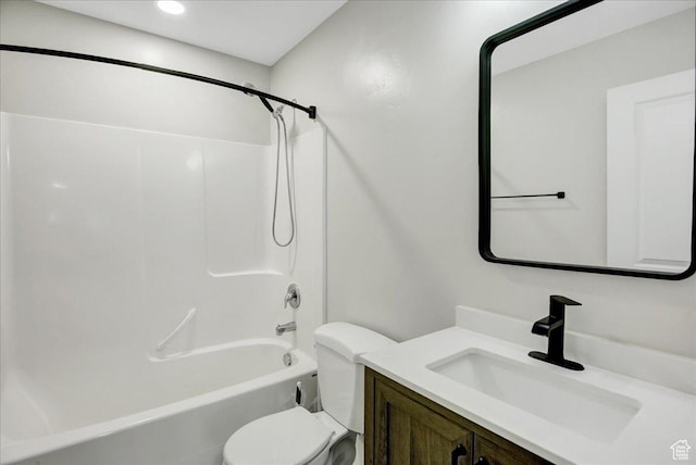91 E 8000 S, Midvale, UT 84070 - bathroom featuring toilet, vanity, tub / shower combination, and recessed lighting