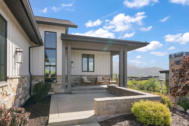 732 S Nebo Cir, Woodland Hills, UT 84653 - view of patio featuring a porch and a mountain view