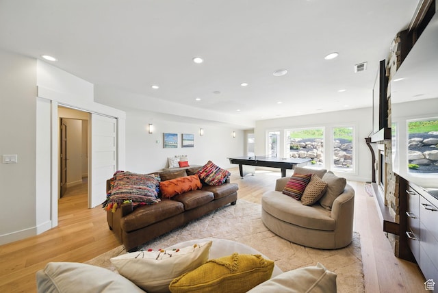 732 S Nebo Cir, Woodland Hills, UT 84653 - living area featuring light wood-style floors, recessed lighting, billiards table, and baseboards