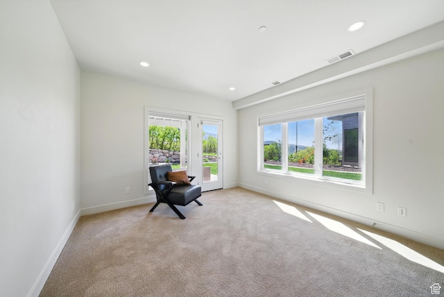 732 S Nebo Cir, Woodland Hills, UT 84653 - sitting room with light colored carpet, baseboards, and recessed lighting