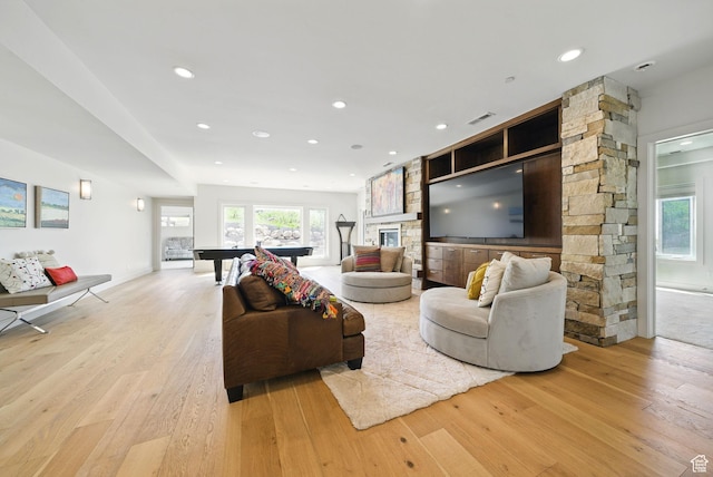 732 S Nebo Cir, Woodland Hills, UT 84653 - living area with light wood finished floors, billiards table, and recessed lighting
