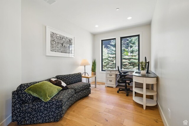 732 S Nebo Cir, Woodland Hills, UT 84653 - office area featuring wood finished floors, recessed lighting, and baseboards