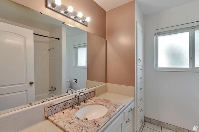 274 N 400 E, Hyde Park, UT 84318 - bathroom with tile patterned flooring, vanity, and washtub / shower combination