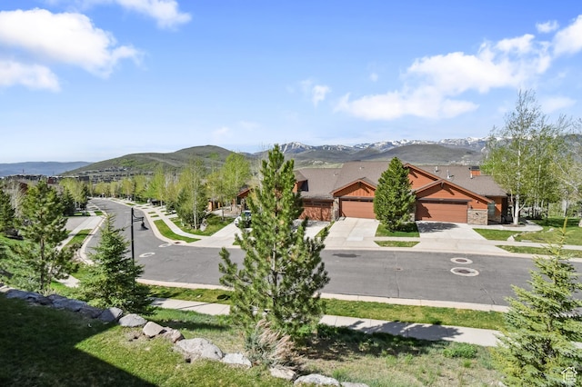 bird's eye view of a mountainous background