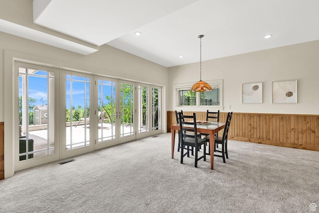1274 E Chandler, Salt Lake City, UT 84103 - dining room featuring carpet, a wainscoted wall, and recessed lighting