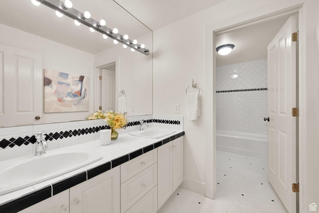 1274 E Chandler, Salt Lake City, UT 84103 - bathroom featuring double vanity, tile patterned floors, and shower / tub combination