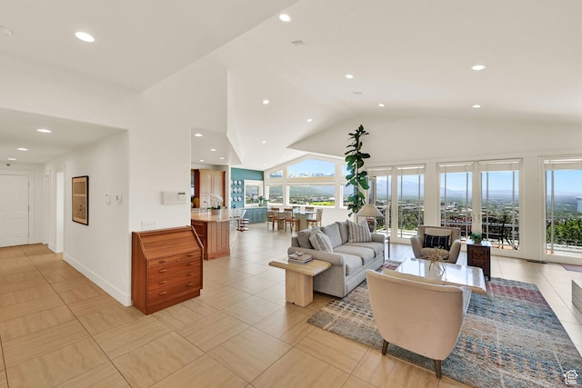 1274 E Chandler, Salt Lake City, UT 84103 - living area featuring recessed lighting and high vaulted ceiling