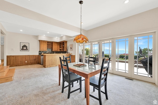 1274 E Chandler, Salt Lake City, UT 84103 - dining space featuring light carpet, recessed lighting, and french doors