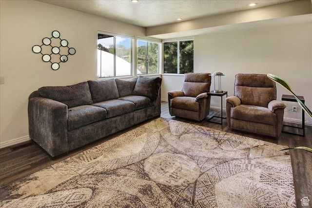 5812 Club View Ln, South Ogden, UT 84405 - living area with wood finished floors, baseboards, recessed lighting, and a textured ceiling