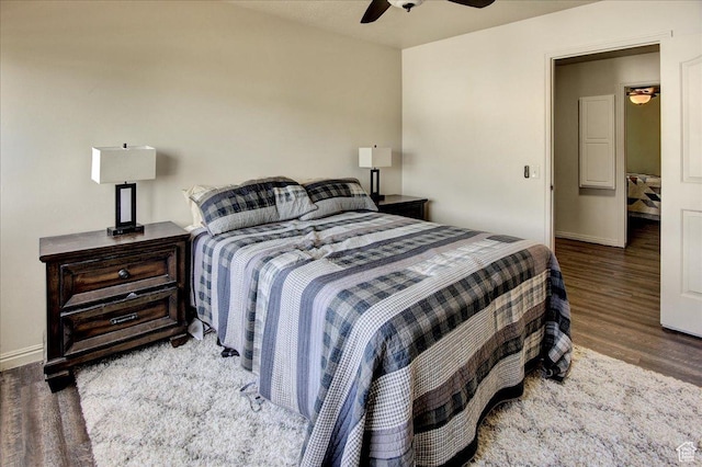 5812 Club View Ln, South Ogden, UT 84405 - bedroom with wood finished floors, baseboards, and a ceiling fan
