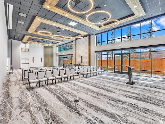 building lobby featuring a high ceiling