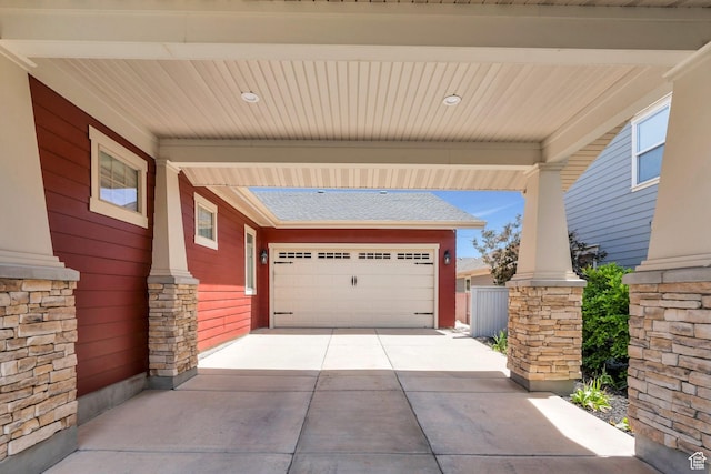 garage with driveway