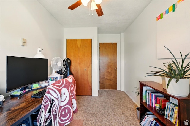 1317 S 400 E, Trenton, UT 84338 - office area featuring carpet floors and ceiling fan