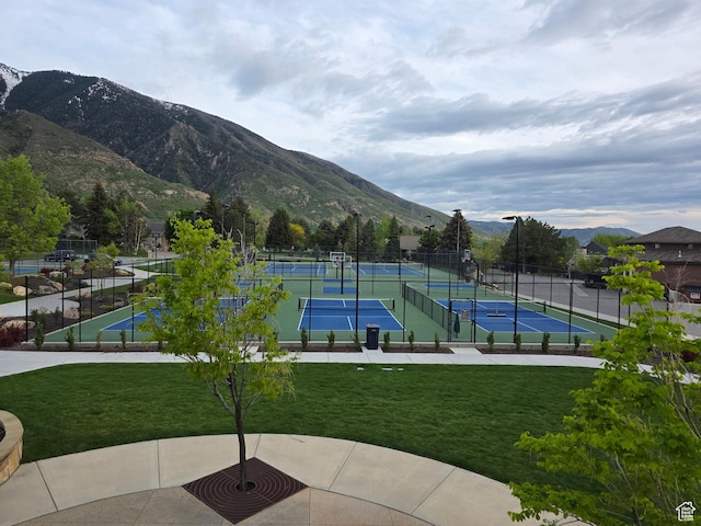 22 Snowstar Ln, Sandy, UT 84092 - surrounding community with a tennis court and a mountain view