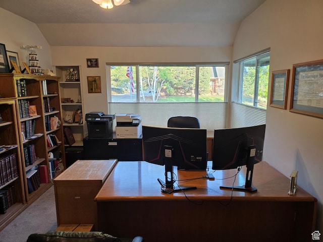 22 Snowstar Ln, Sandy, UT 84092 - home office featuring vaulted ceiling and carpet flooring