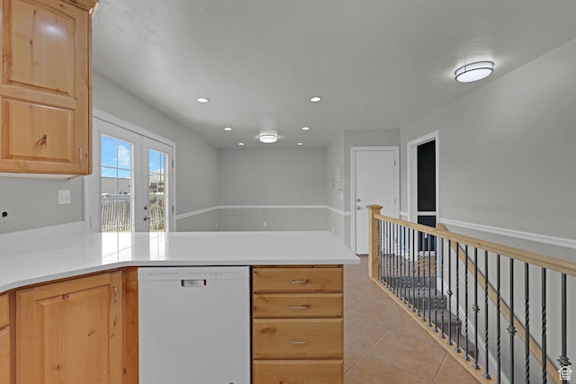 621 W 920 N, Orem, UT 84057 - kitchen with dishwasher, a peninsula, light tile patterned flooring, light countertops, and recessed lighting
